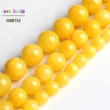 Желтые нефриты круглые каменные бусины для изготовления ювелирных изделий 15,5 дюймов DIY браслет ювелирные изделия 6 мм 8 мм 10 мм