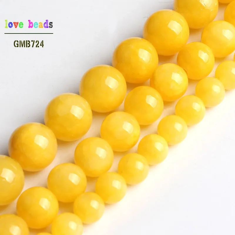 

Yellow Jades Round Stone Beads For Jewelry Making 15.5inches DIY Bracelet Jewellery 6mm 8mm 10mm