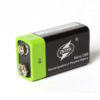

ZNTER 9V Rechargeable Battery 400mAh USB RC Battery For microphone 9V Lipo Battery 3.6Wh Micro USB Charger