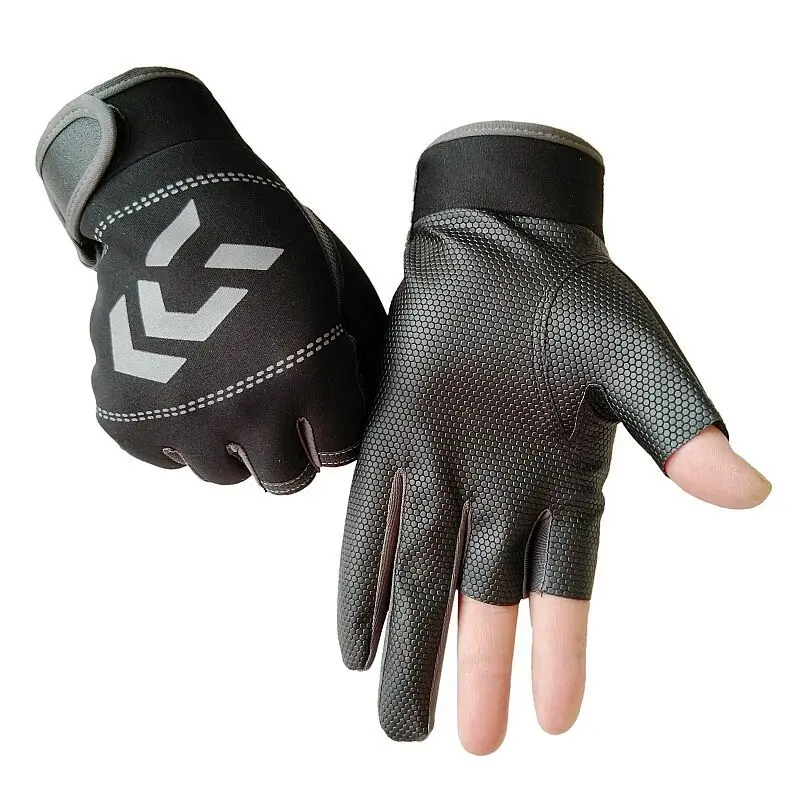 

Drop Shipping Summer 3 Finger Cut Fishing Gloves Breathable Fishing Protective Gloves Outdoor Sports Hiking Anti-slip Gloves