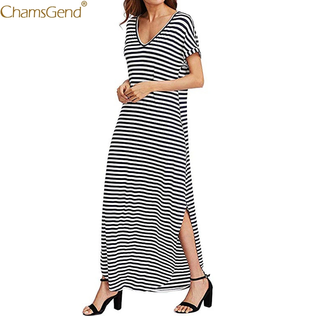 Dresses Woman Party Night Long Party Dresses V-Neck Short-Sleeved Striped Maxi Dresses For Women Polyester White Maxi Dress Jun Dresses Woman Party Night Long Party Dresses V-Neck Short-Sleeved Striped Maxi Dresses For Women Polyester White Maxi Dress Jun