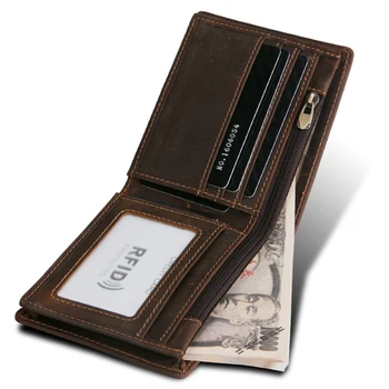 100% Genuine Leather Men Wallet Zipper Small Money Purses Short Bifold Men Wallets Slim Purse Money Clip Wallet Cartera Hombre men slim wallet thin mini wallets rfid nylon bifold small money clip clutch credit card sleeve cardholder pocket handy