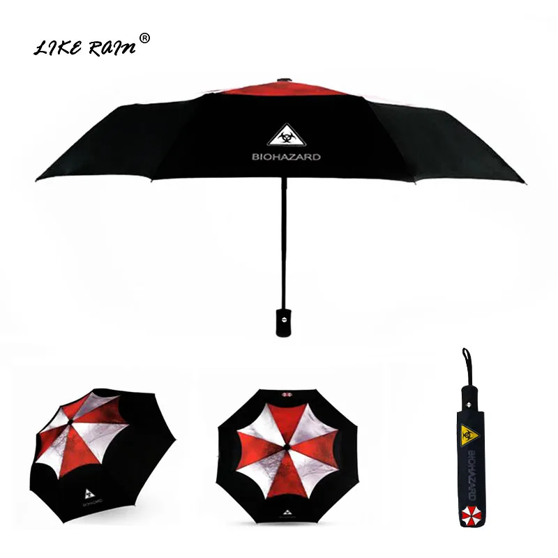 

LIKE RAIN Creative Movie Resident Evil Umbrella Men Automatic Umbrellas Corporation Anime Women Biohazard Kids Umbrella UBY17