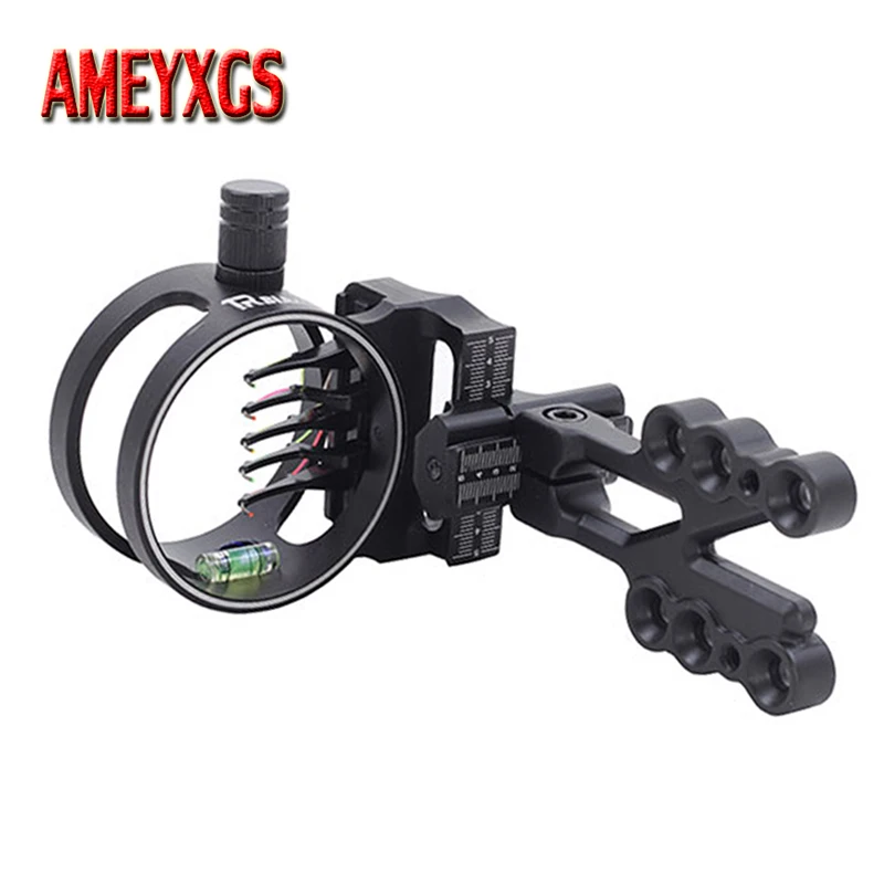 1pc Archery Compound Bow Sight Micro Adjust 5 Pin 0.019" Fiber Optics