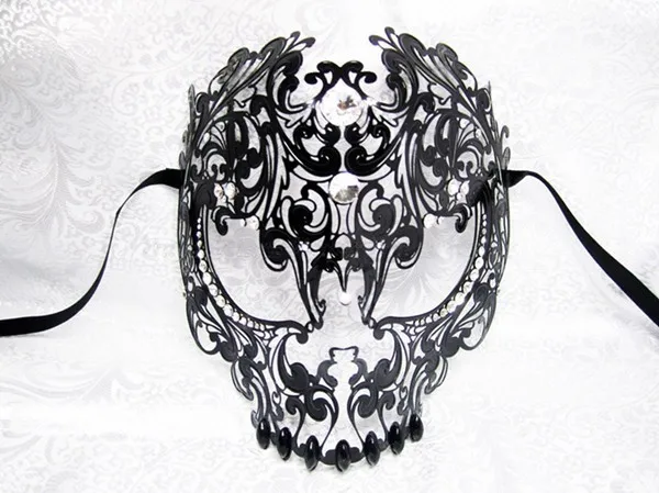 Высококачественная Золотая маска с черепом, фантомная металлическая Маскарадная маска для Хэллоуина, забавная полая Полнолицевая Венецианская опера