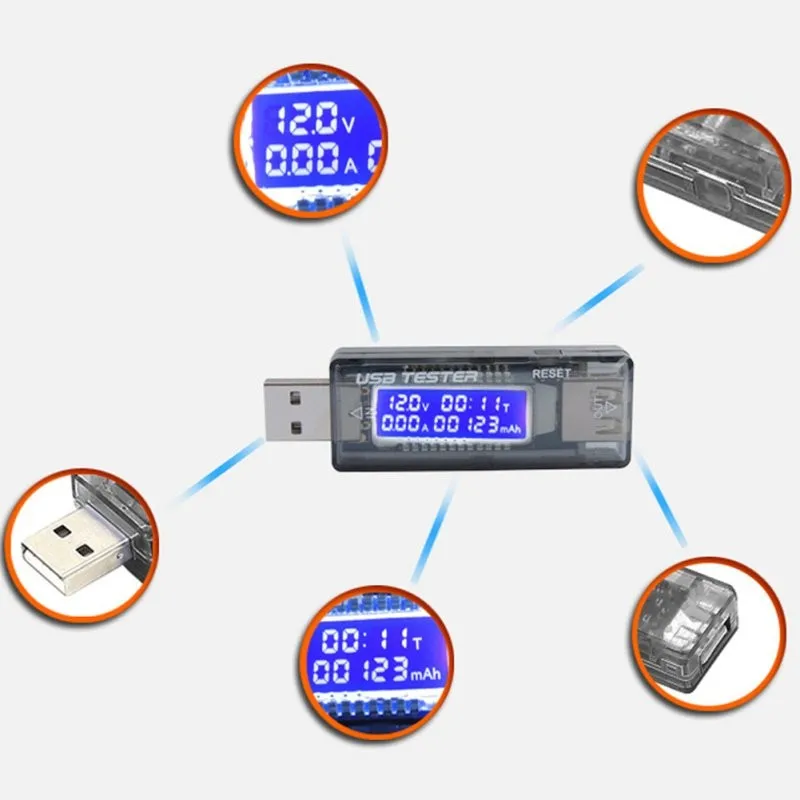Зарядный детектор напряжения тока Мобильный вольтметр мощности Амперметр Напряжение USB зарядное устройство