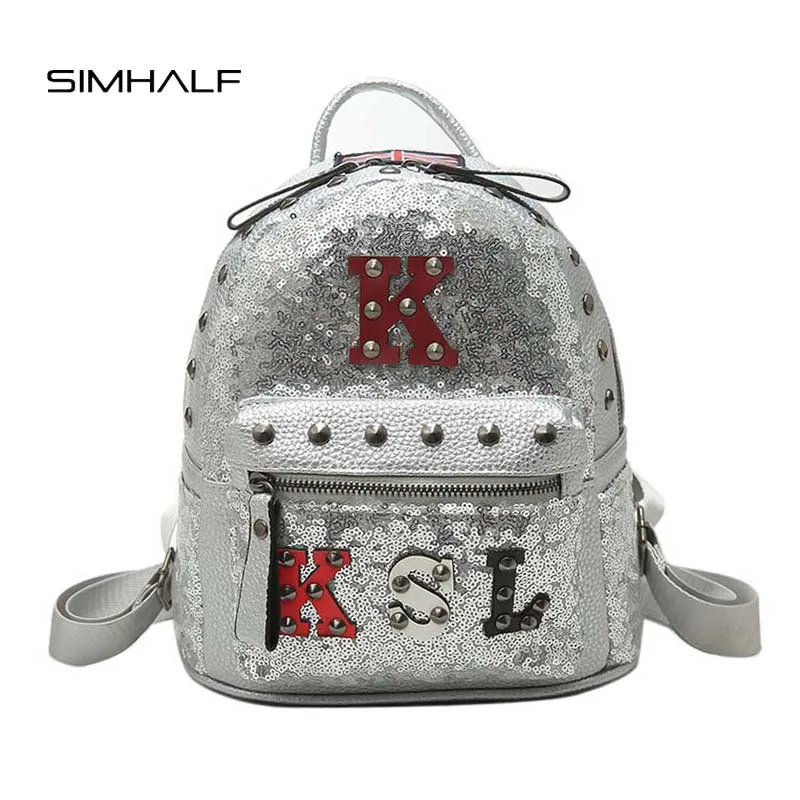 SIMHALF Fashion Women Backpack Cute Embroidered Sequins Backpacks For Teenage Girls Leather Backpacks High Quality School