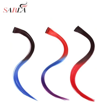 

SARLA 1PC 20'' Straight Synthetic High Temperature Fiber Clip In One Piece Ombre Hair Extensions Gradient Hairpiece