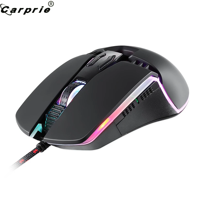 CARPRIE профессиональная Проводная игровая мышь 8 кнопок 5000 dpi RGB подсветка ABS черная игровая мышь для ПК ноутбука 90703