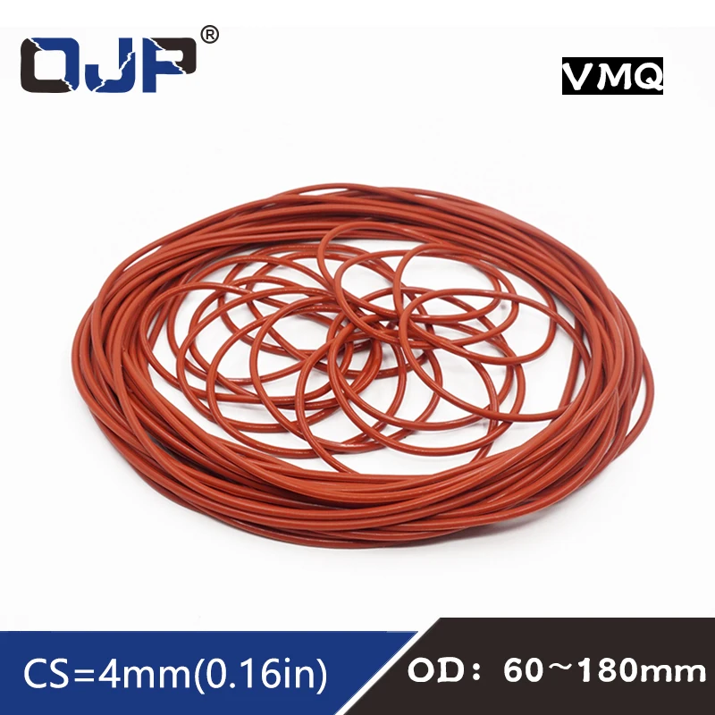 Красные силиконовые Силиконовое уплотнительное кольцо VMQ 1 шт. толщина 4 мм