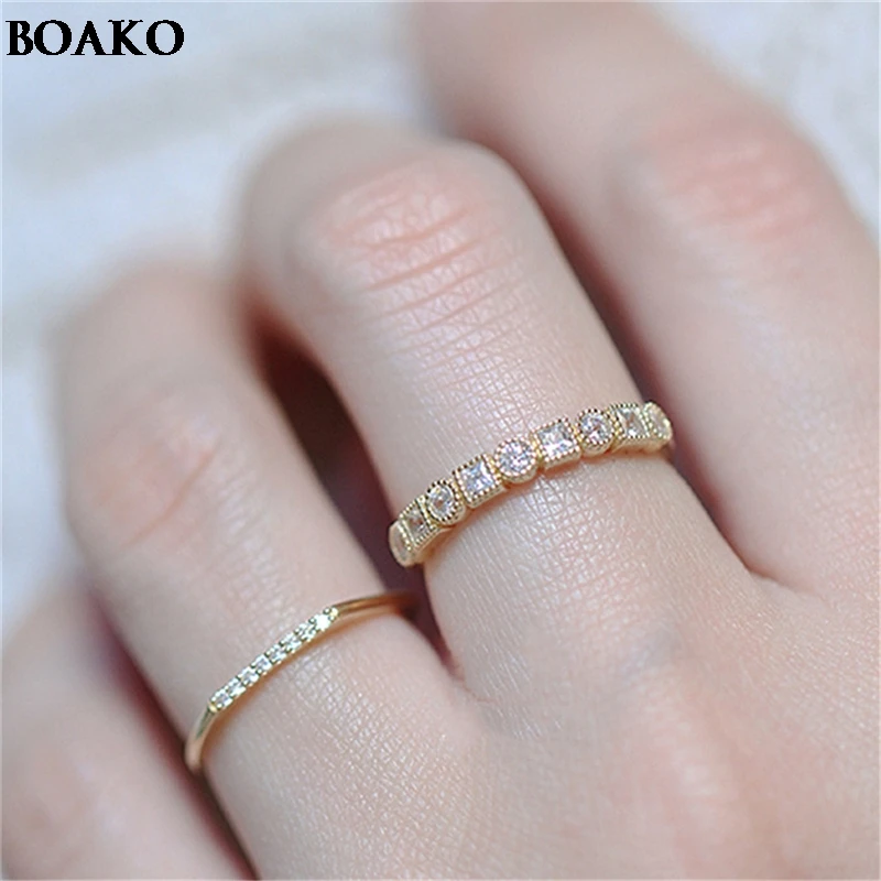 

Copper plating High Quality Zircon Rings Stack With Crystal For Women Wedding Party Gift Fine Europe Jewelry A40