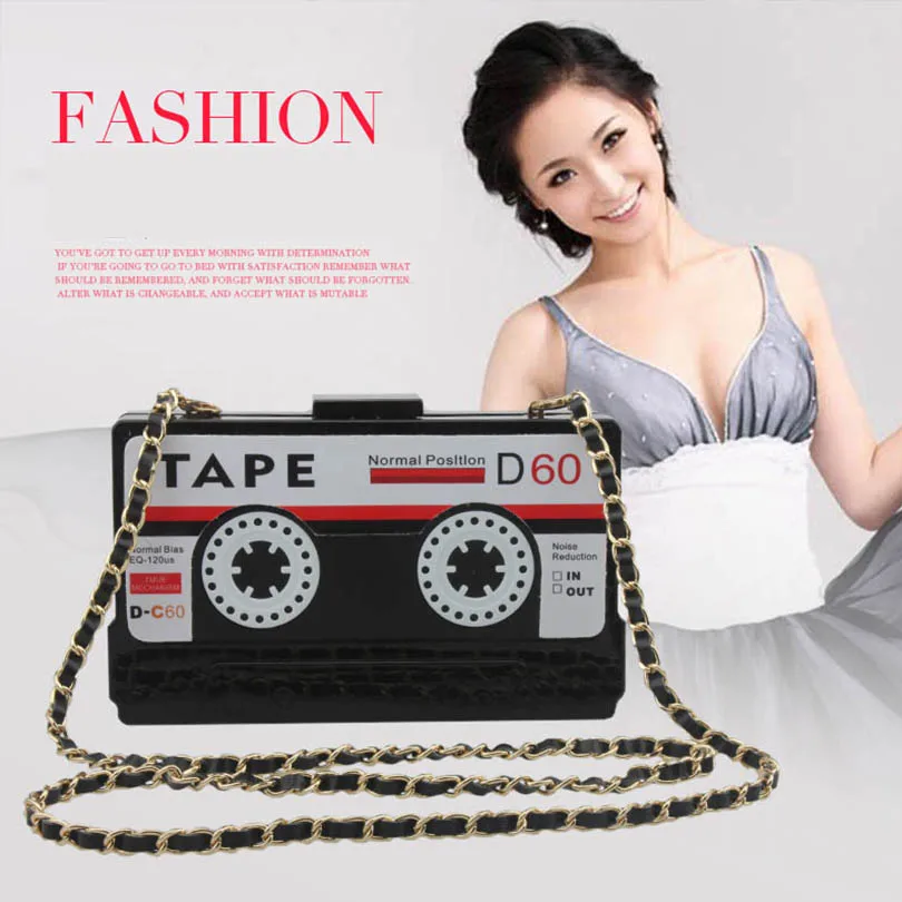 Personality Tape Cassettes evening clutch bag Shoulder handbags women