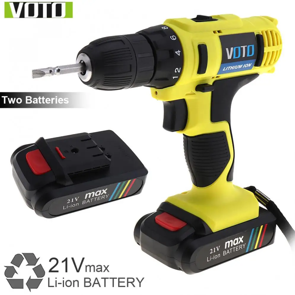 

VOTO AC 100 - 240V Cordless 21V Electric Screwdriver / Drill withTwo-speed Adjustment Button for Handling Screws / Punching