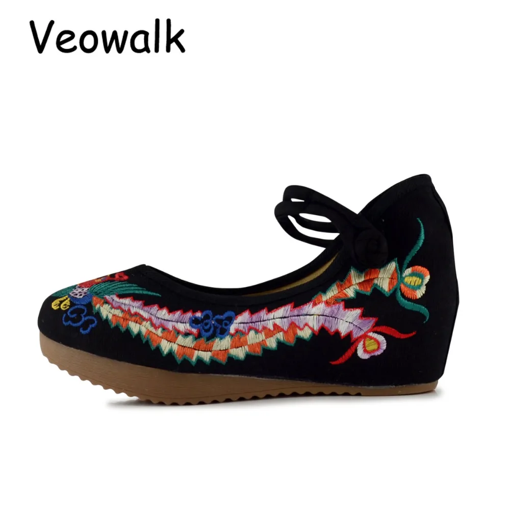 Veowalk Осенняя винтажная китайская женская парусиновая обувь ручной работы на