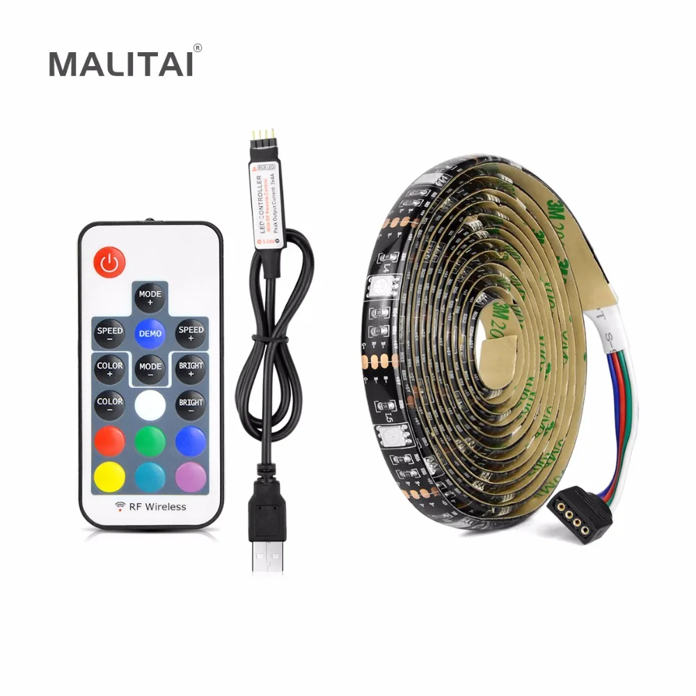 

USB LED Strip 5050 Waterproof 5V RGB LED Strip light TV Desktop Backlight lamp 1M 2M 3M 4M 5M With Mini 3key/24key/RF Controller