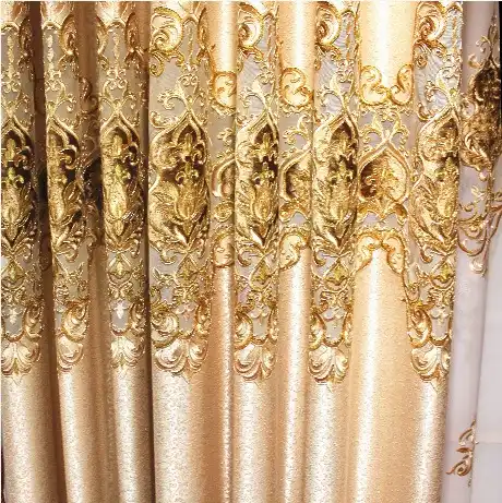 Polyester European Luxury Elegance Embroidery Blackout Curtain For