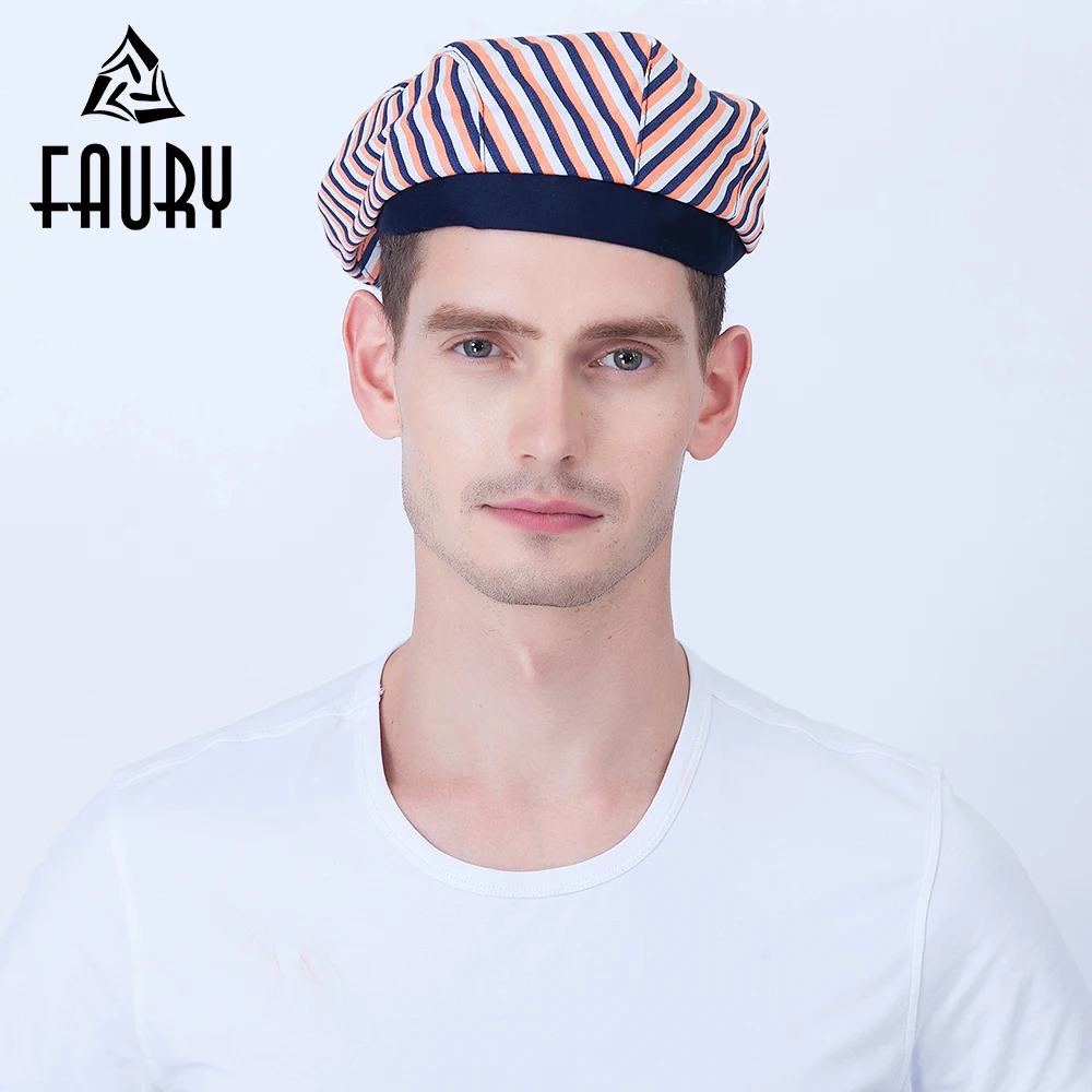5 Colors Unisex Striped Chef Hats Restaurant Catering Food Service Work