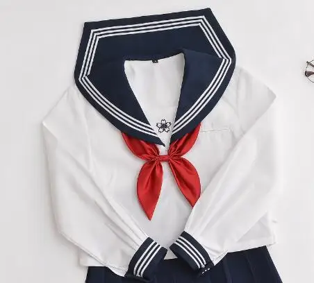 Новинка, JK, школьная форма, набор для девочек, Студенческая форма, галстук, костюм моряка, наборы, настольный костюм, японская косплей, униформа для школьниц - Цвет: long sleeve tops