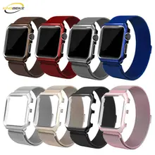 Milanese Watchband+Frame For Apple Watch Bracelet iwatch Series 1 2 3 38mm 42mm Alloy Frame Strap Watches Metal Band