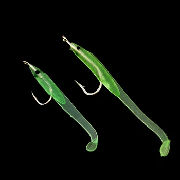 

Sand Eel Fishing Lure 10pcs/set Green Luminous Small Long Silicone Eel Soft Artificial Bait with Hooks Size 6.8cm 5cm