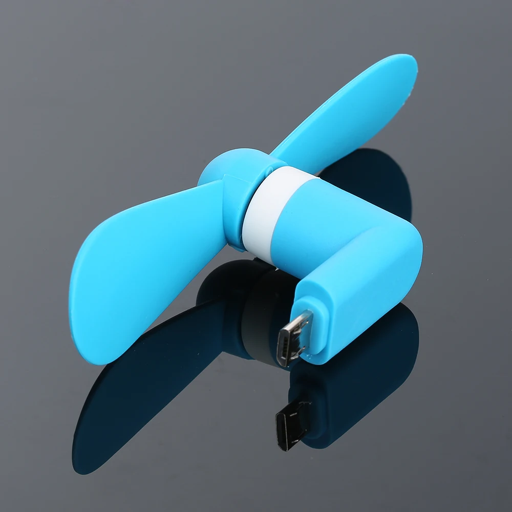 Портативный OTG Micro USB вентилятор дропшиппинг Ультра тихий супер сильный ветер мини вентилятор для телефона Настольный Ноутбук 3 цвета на выбор - Название цвета: Синий