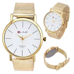 Для мужчин часы Золотая роскошь унисекс контракт модные часы Сталь группа часы Для мужчин часы Relogio Masculino #2AP30