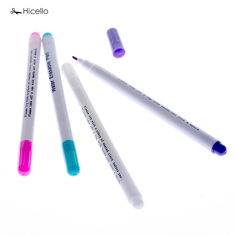 

Genuine Hicello 4pcs Water Erasable Pens Fabric Markers Soluble Cross StitchGrommet Ink Marking Pens DIY Needlework Home Tools