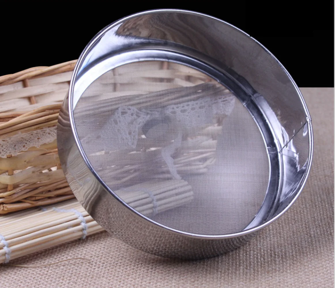 Bakery Tools Round Slip Mesh Sugar Powder Sieve Bakeware Stainless Steel 304 Flour Sieve For Baking Tools For Cakes