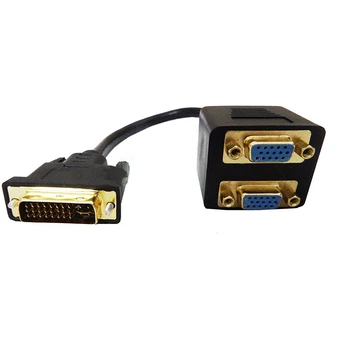 

DVI-I 24+5 Pins Male to 2 Dual VGA Female Monitor Adapter Splitter Cable Futural Digital jiu19