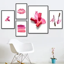 Fashion Lipstick Nail Polish Mascara Nordic Posters And Prints Wall Art Canvas Painting Wall Pictures For Living Room Home Decor