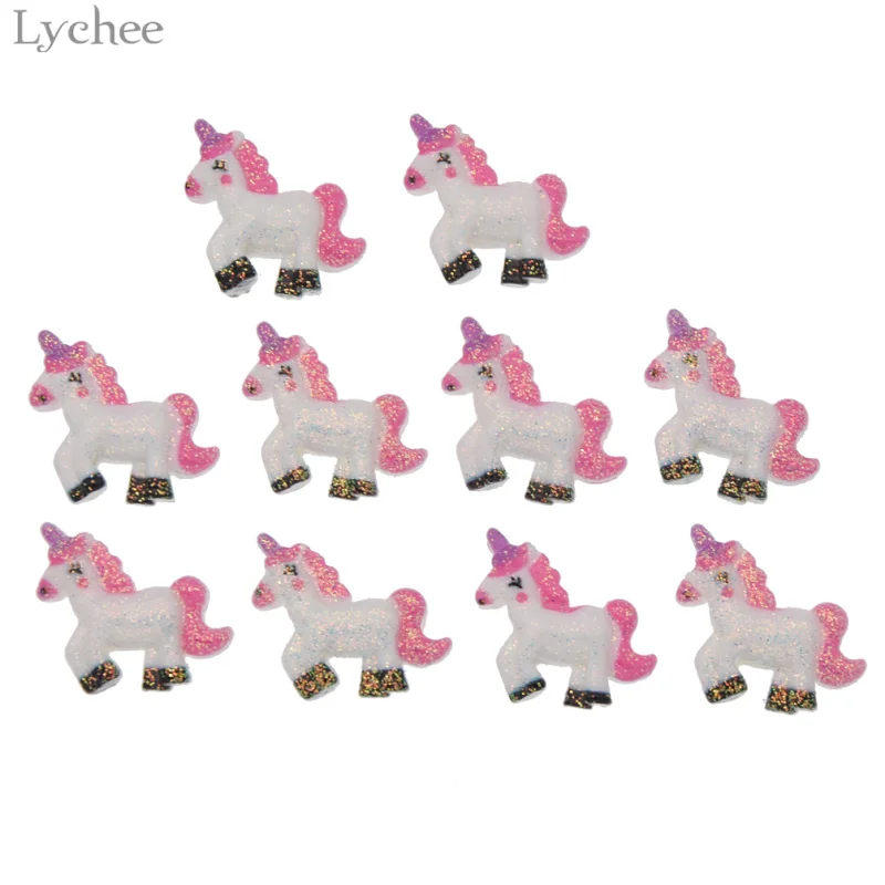 

Lychee 10pcs Flat Back Resin Crafts Unicorn Party Supplies DIY Birthday Party Decoration Home Decor