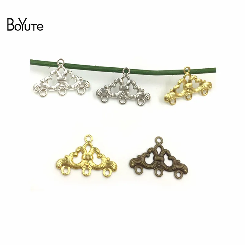 

BoYuTe 50Pcs Metal Copper 17*25MM Filigree Flower Connector Charms Diy Hand Made Accessories for Earring Jewelry Making