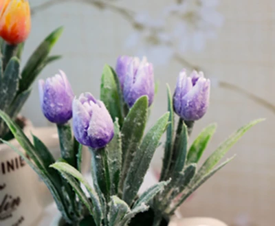 Zinmol искусственные цветы в Горшках Шелковый Тюльпан бонсай декоративное растение Свадебный декор с керамической вазой 1 набор(растения+ ваза - Цвет: blue