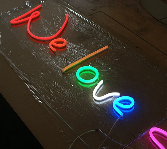 Flexible Led Neon Lights Advertising Display Sign Instead Of Solid Flexible Led Neon Lights Advertising Display Sign Instead Of Solid Metal Tin Perforation Luminous Word