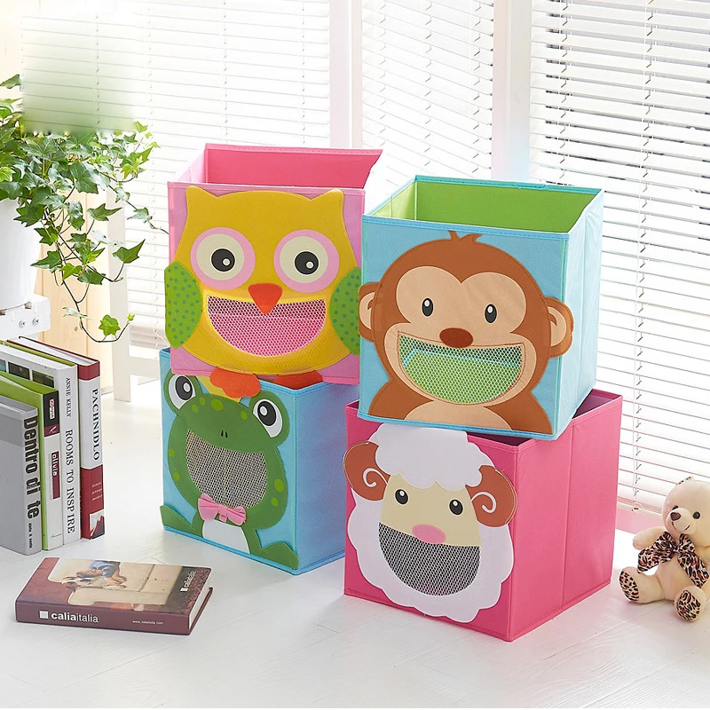 

3D Cartoon Non-Woven Fabric Children Toy Storage Box Animal Embroidery Pattern Foldable Clothes Storage Boxs Underwear Rangement