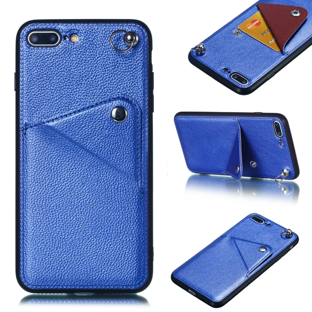 Icool Роскошный кожаный PU для iPhone 7 8 плюс задняя крышка Защитная Поддержка карт