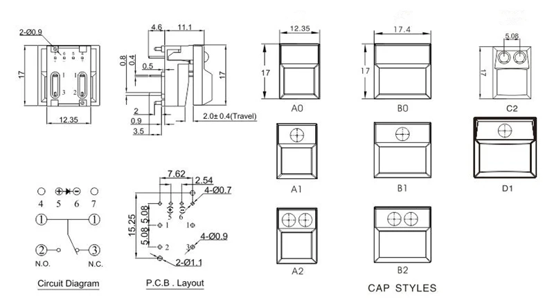 momentâneo suporte pcb spdt botão de pressão tático quadrado interruptor