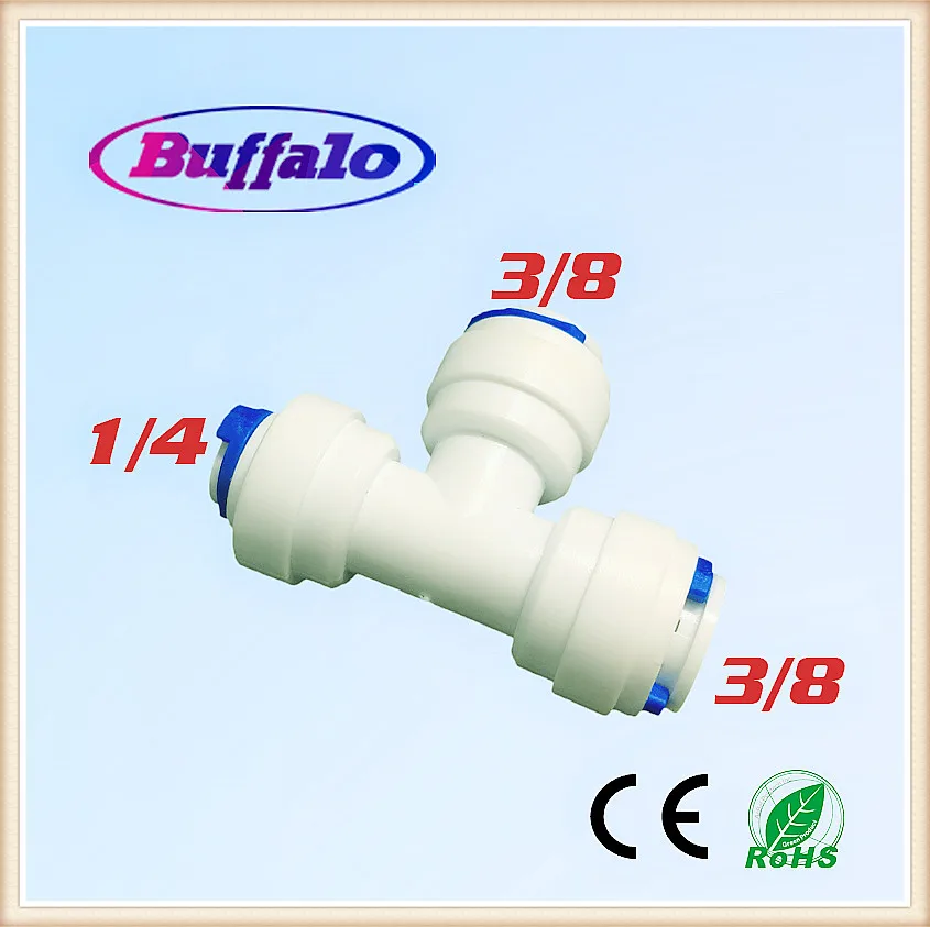 

100PCS 1/4"-3/8''-3/8" 3-way Union Tee Type T Quick Connect Push Fit RO Water System Connector Fittings