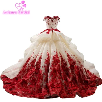 شراءفساتين حفلات زفاف فاخرة من AOLANES فساتين زفاف بمقاسات كبيرة على شكل قلب فساتين زفاف بخصم كبير على الكتف 2018