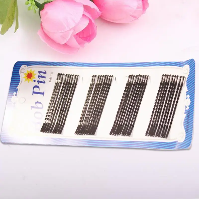 

56 Pcs Flat Top Bobby Pins Grips Salon Barrette BLACK invisible Hair Clips # EC006