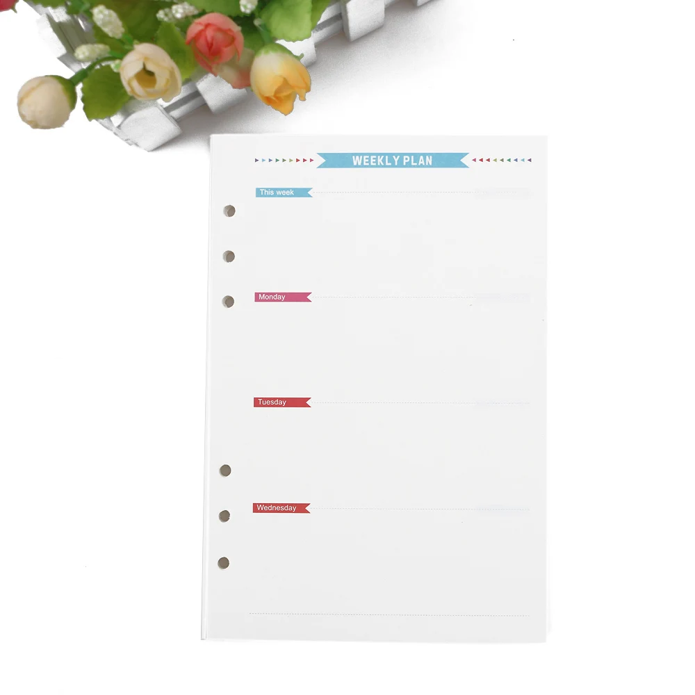 40 листов 6 отверстий свободный блокнот со съемными листами спиральный планировщик заправка внутренней Бумаги A5 A6 страницы записная книжка еженедельник Ежемесячный план сделать список Filofax