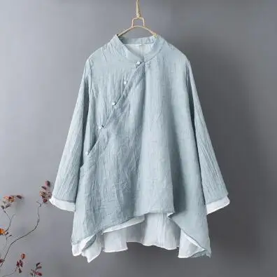 Cheongsam топ китайский стиль Одежда традиционная китайская одежда для женщин qipao Топ льняная рубашка женская льняная одежда CC046 - Цвет: 6