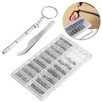 

1000pcs Glasses Eyeglasses Sunglasses Spectacles Watch Tiny Screws Nut Assortment Repair Tool Kit