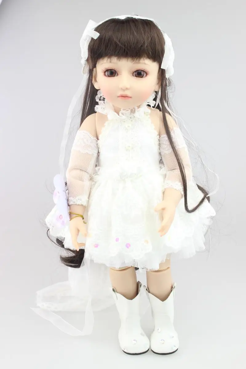 

18 Inch 45cm Lifelike Marry wedding bride SD BJD Vinyl Reborn Baby Doll Toys with dresses KJG89