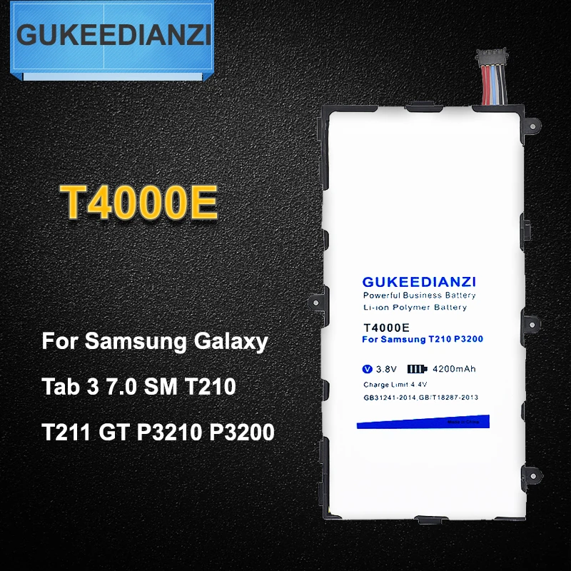 

GUKEEDIANZI T4000E 4200mAh Battery For Samsung Galaxy Tab 3 7.0 SM T210 T211 T215 GT P3210 P3200 Lithium Tablet PC Batteries