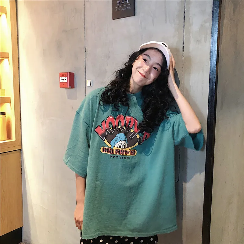 T-shirts Women Cartoon Printing Leisure Soft Loose Streetwear Tees Womens Funny T Shirt Female Harajuku Summer Clothing Girls