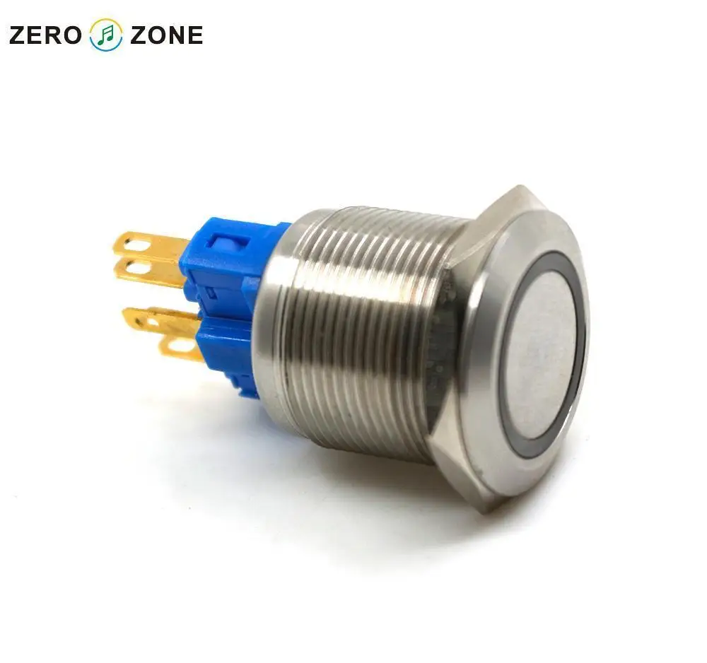 22mm 250V 5A Self locking stainless steel button switch with light