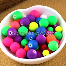 Miçangas de borracha de 8mm, miçangas de fluorescência, bola redonda neon, miçangas espaçadoras soltas de acrílico para fabricação de jóias acb03