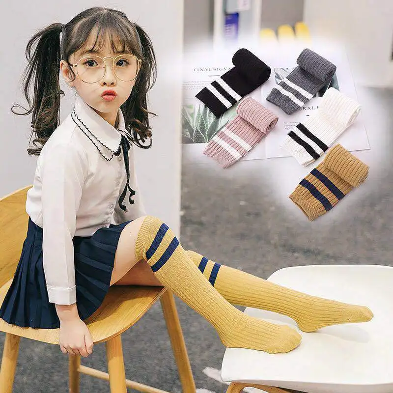 Kids Knee High Socks For Girls Boys Football Stripes Cotton Sports Old