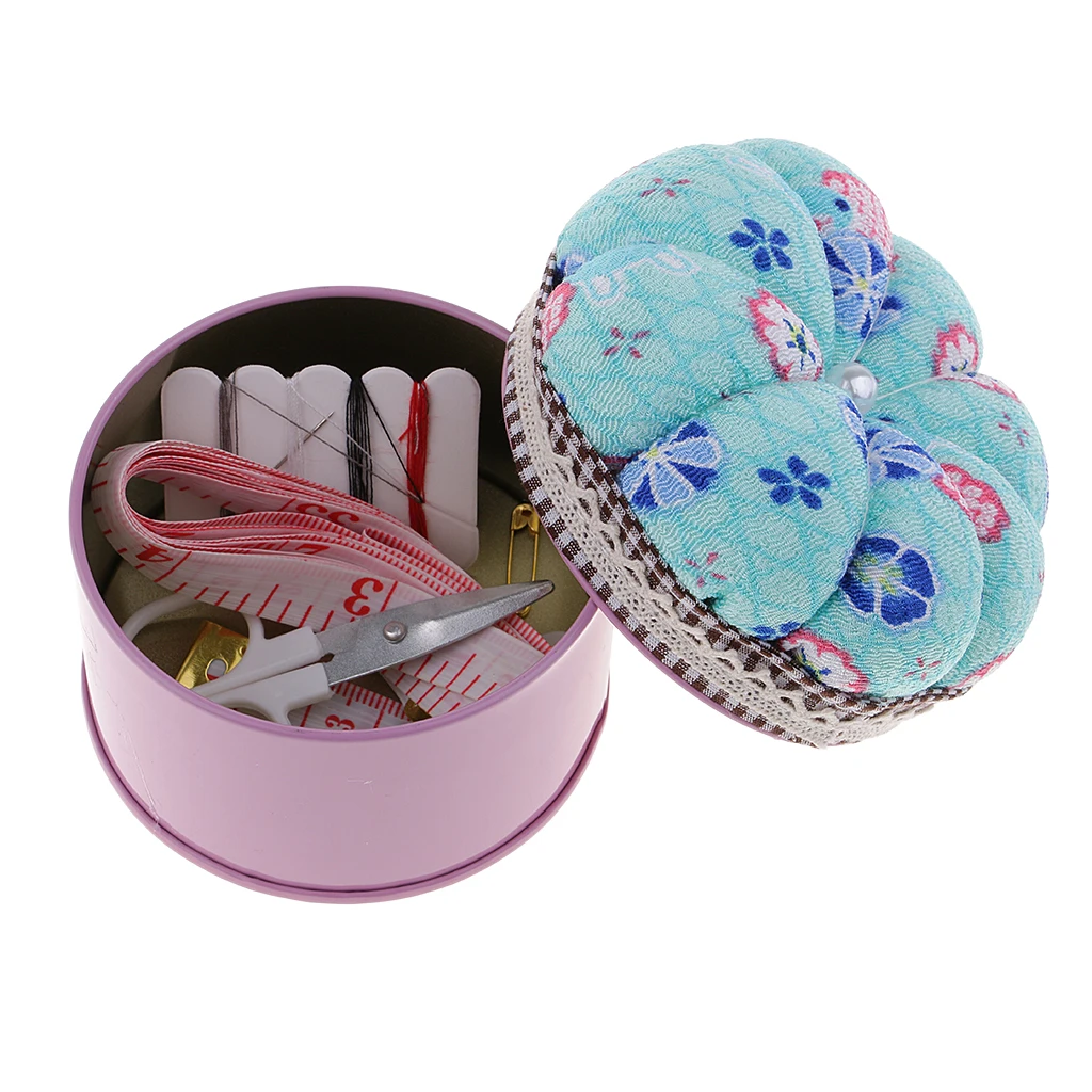 Lovely Pumpkin Shape Sewing Pin Cushion Pincushions Handmade with Sewing Kit for Beginners
